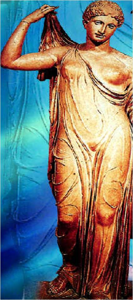 Αφροδίτη  Αναδεικνύονται οι σφριγηλοί μαστοί της θεάς της ομορφιάς  410 π.Χ. Ρωμαϊκό αντίγραφο, Μουσείο Λούβρου, Παρίσι