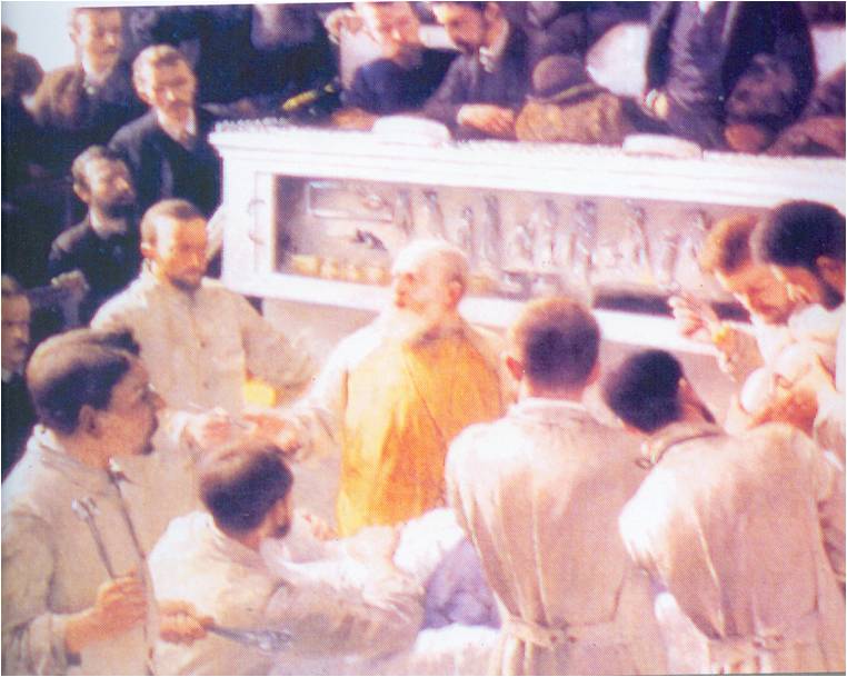 Ελαιογραφία του Arlond Seligmann: Ο Billorth διδάσκει στο αμφιθέατρο του χειρουργείου